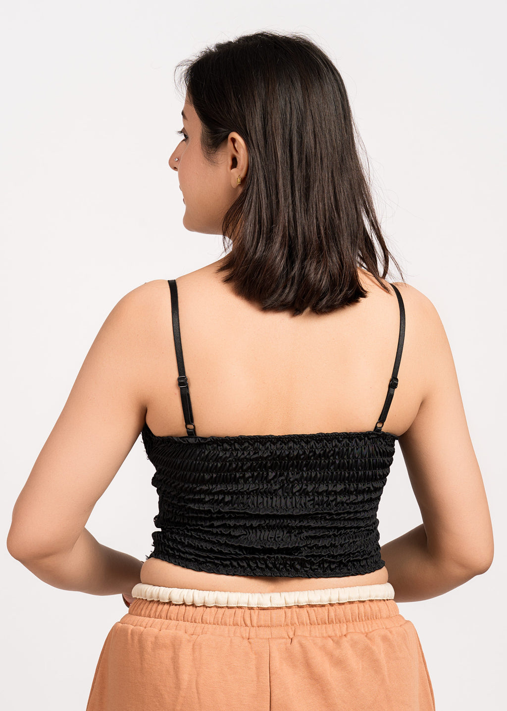 Black Stylish Floral Tank Top - Free Size