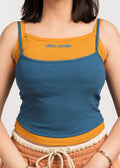 Mustard yellow & Blue Dual Tank Top Free Size