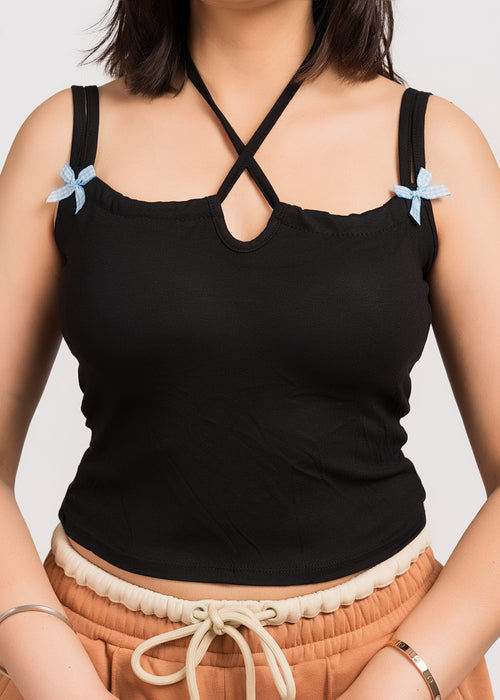 Black Imported heavy 4 way stretch Tank Top Free Size