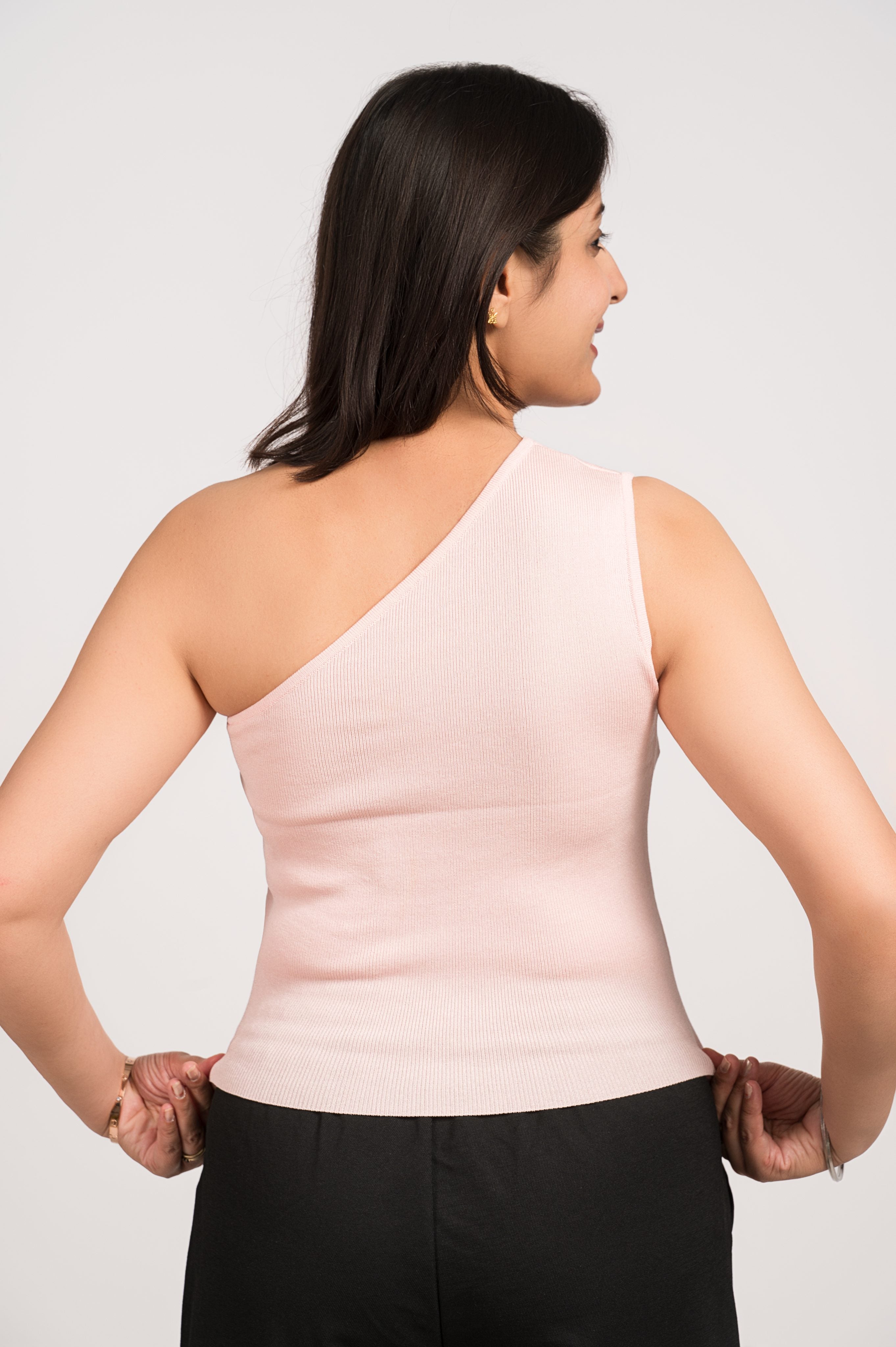 Pink Bloom Stylish One-shoulder top Free Size