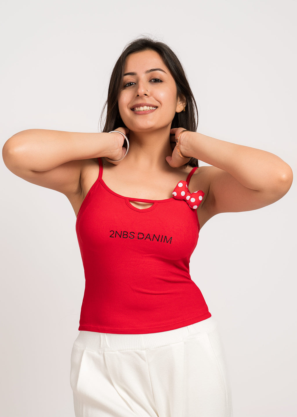 Red Casual Tank Top Free Size