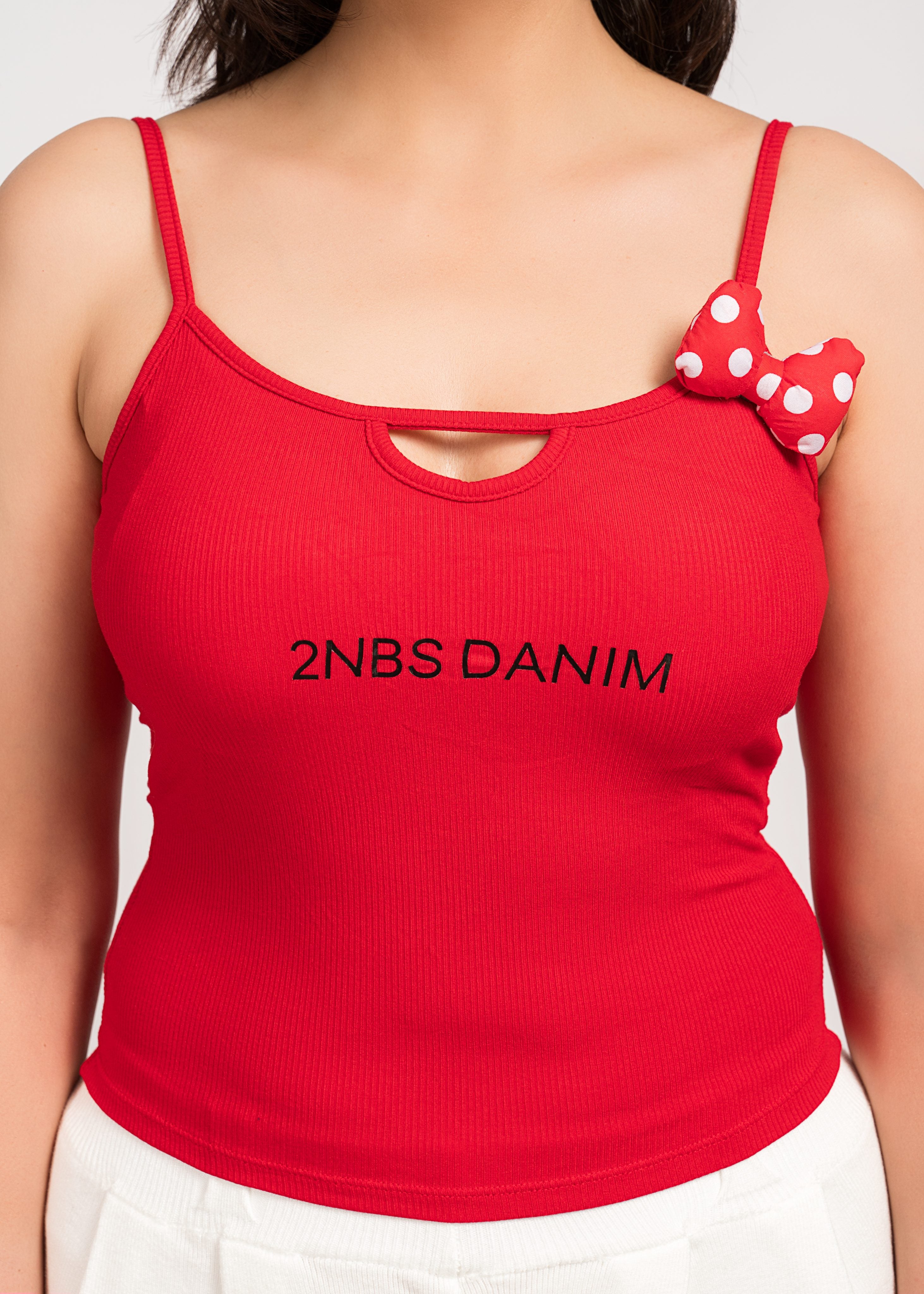 Red Casual Tank Top Free Size