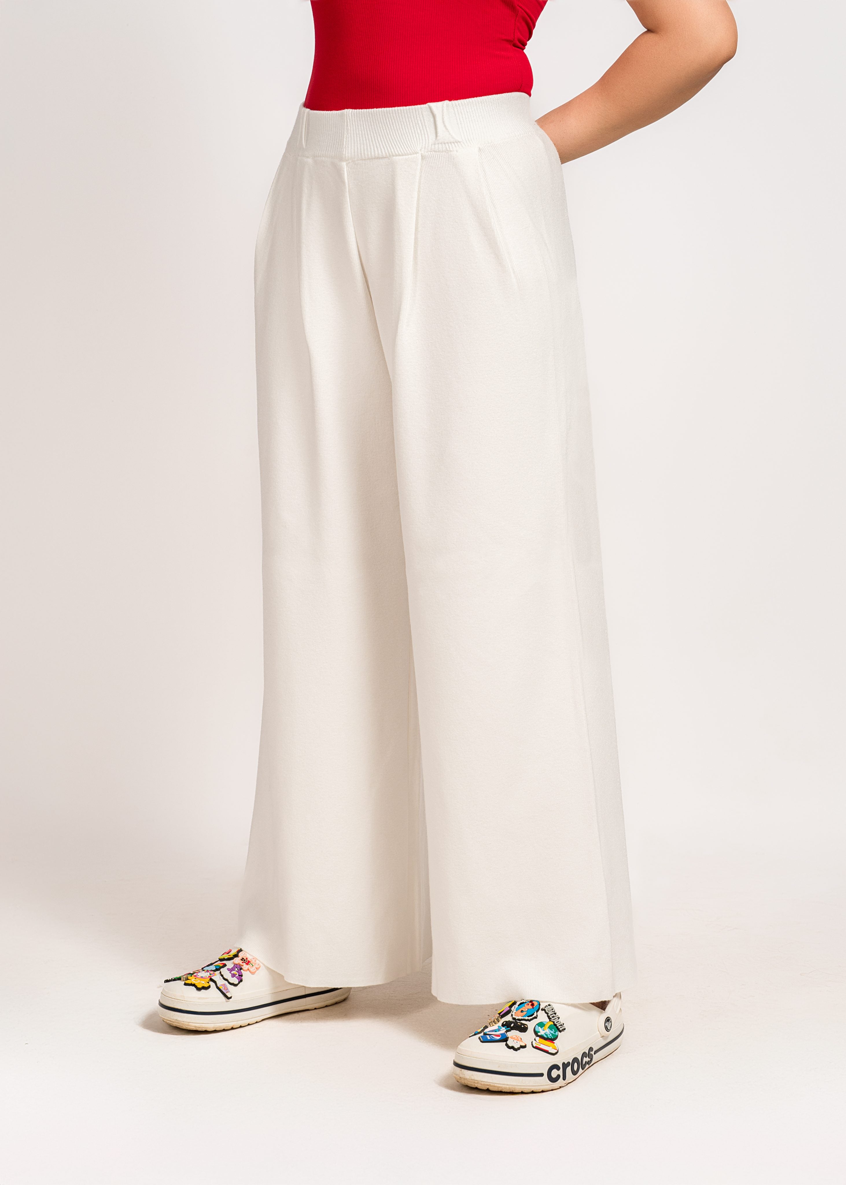 White woolen  super soft 4 way stretch Pants