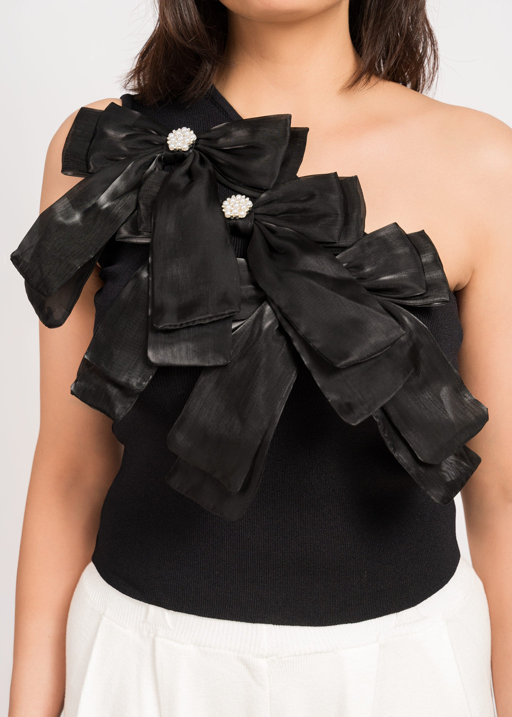 Black Stylish Party Wear Top - Free Size