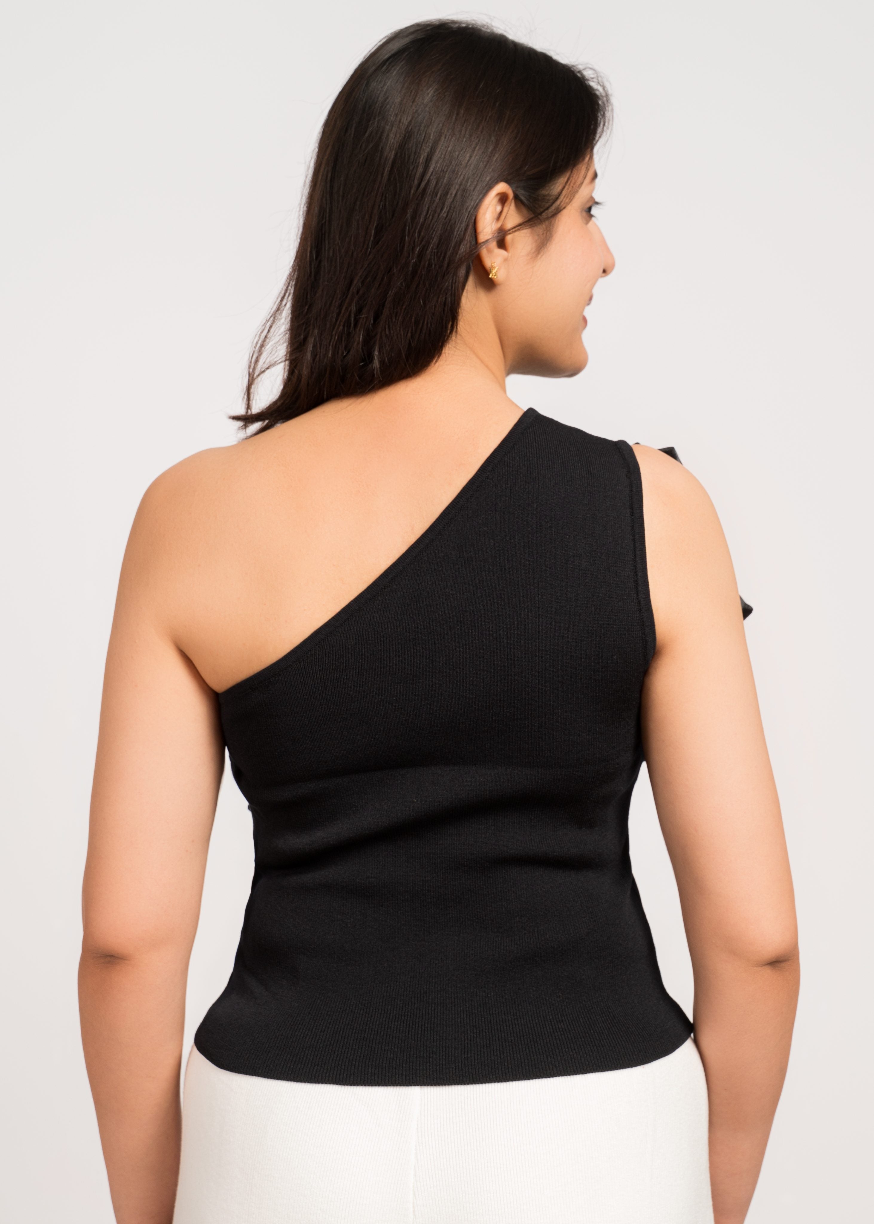 Black Stylish Party Wear Top - Free Size