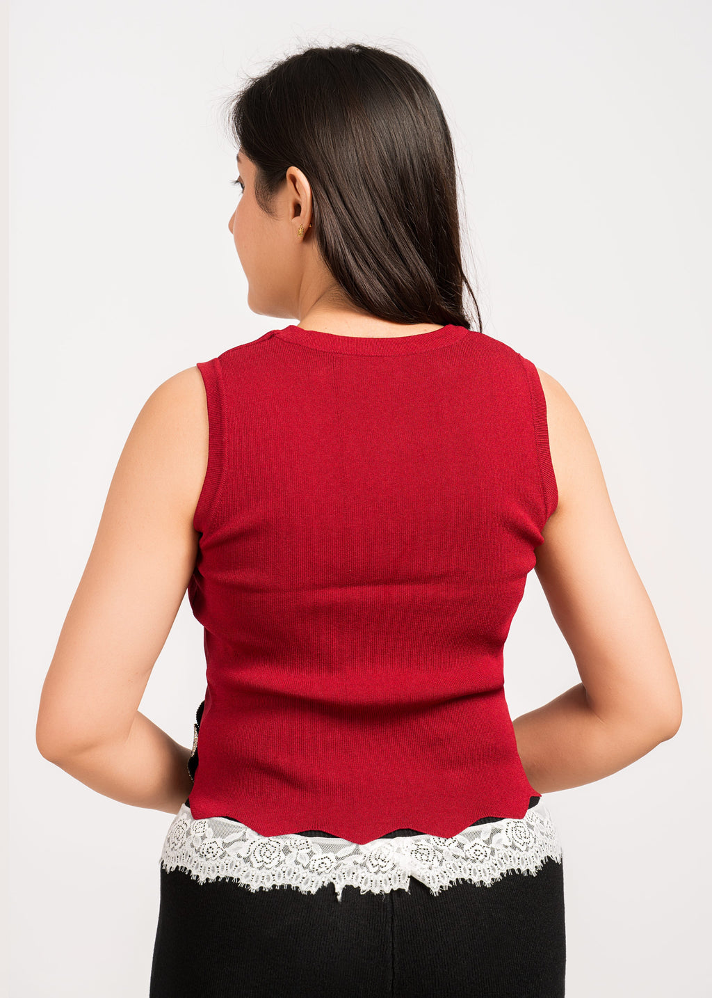 Maroon Floral Free Size Crop Top