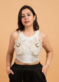 Bloom Beaded Crop Tank – White