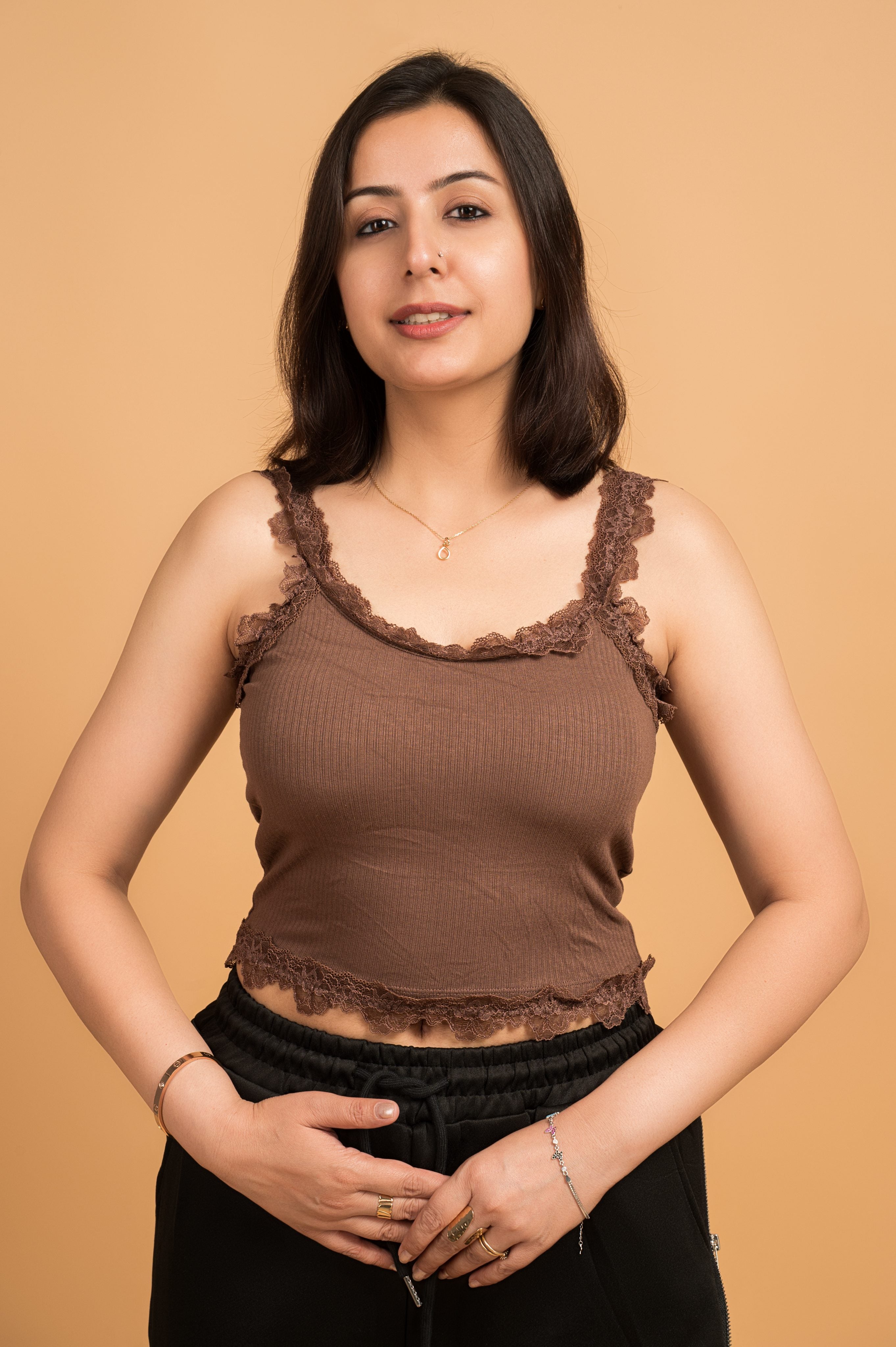 Brown Minimal Round Top