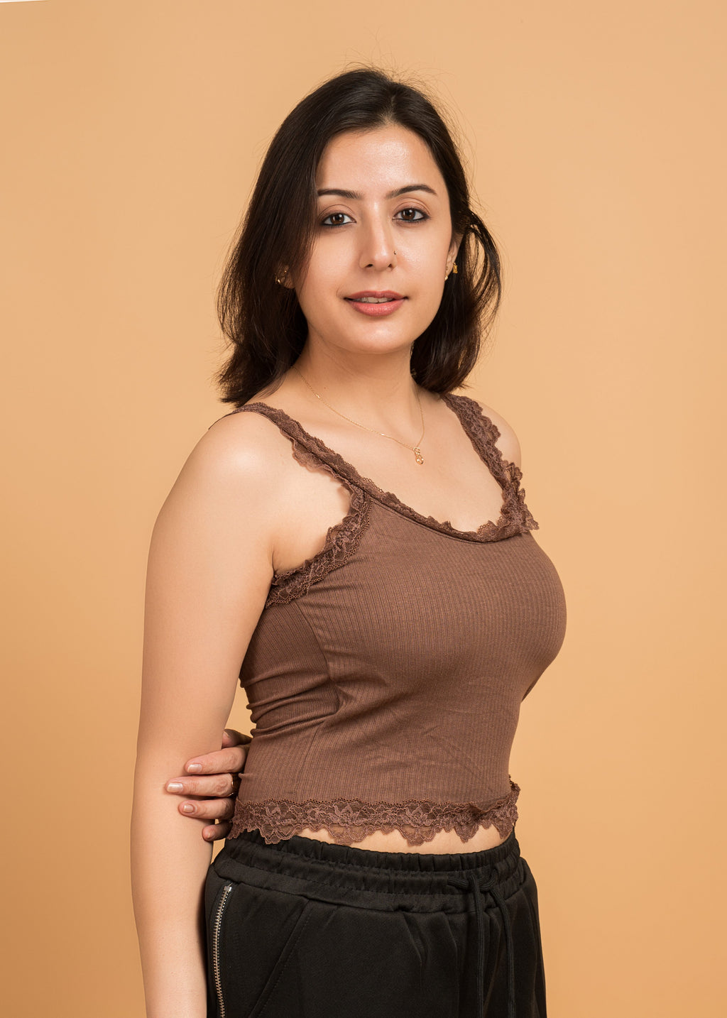 Brown Minimal Round Top