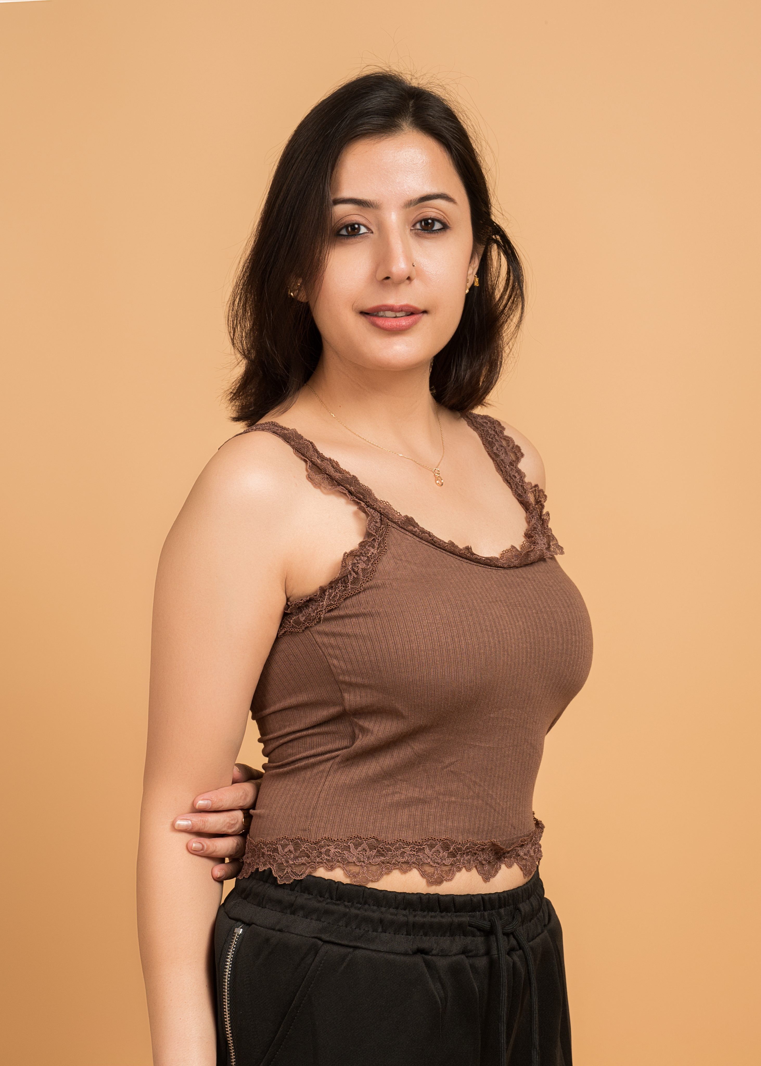 Brown Minimal Round Top