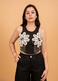 Starlit Petal Statement Crop – Free Size