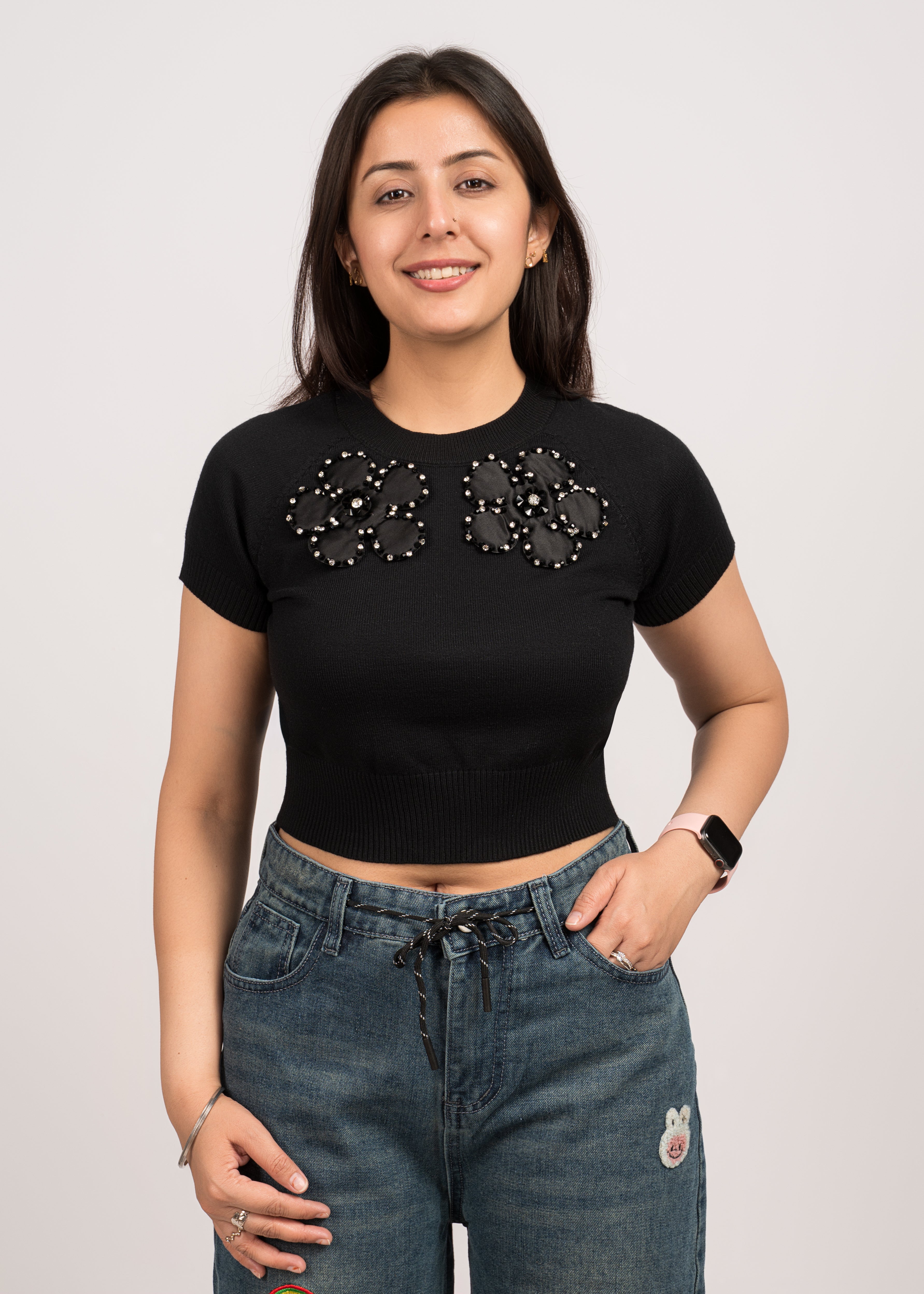 Crystal Blossom Knit Crop