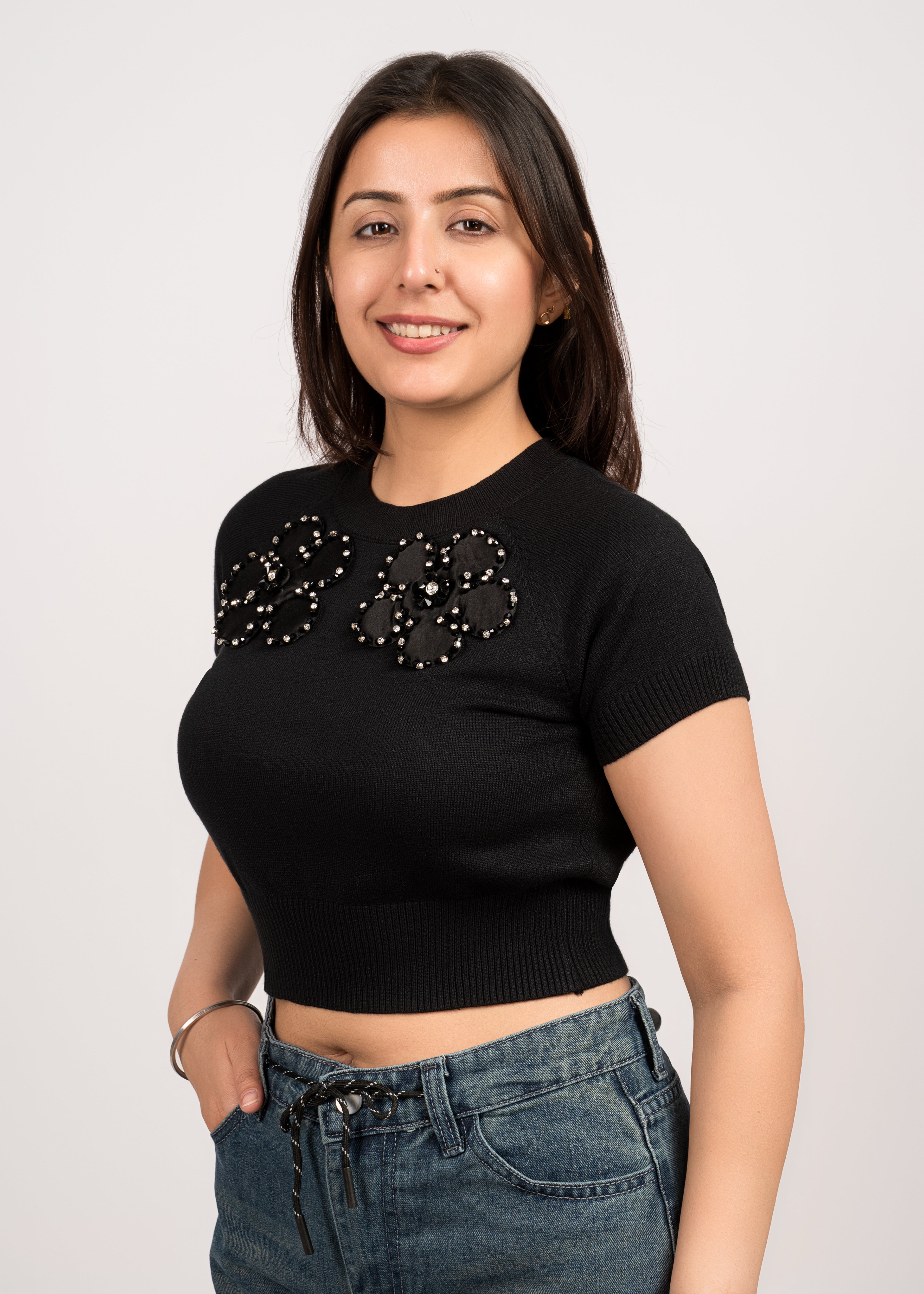 Crystal Blossom Knit Crop