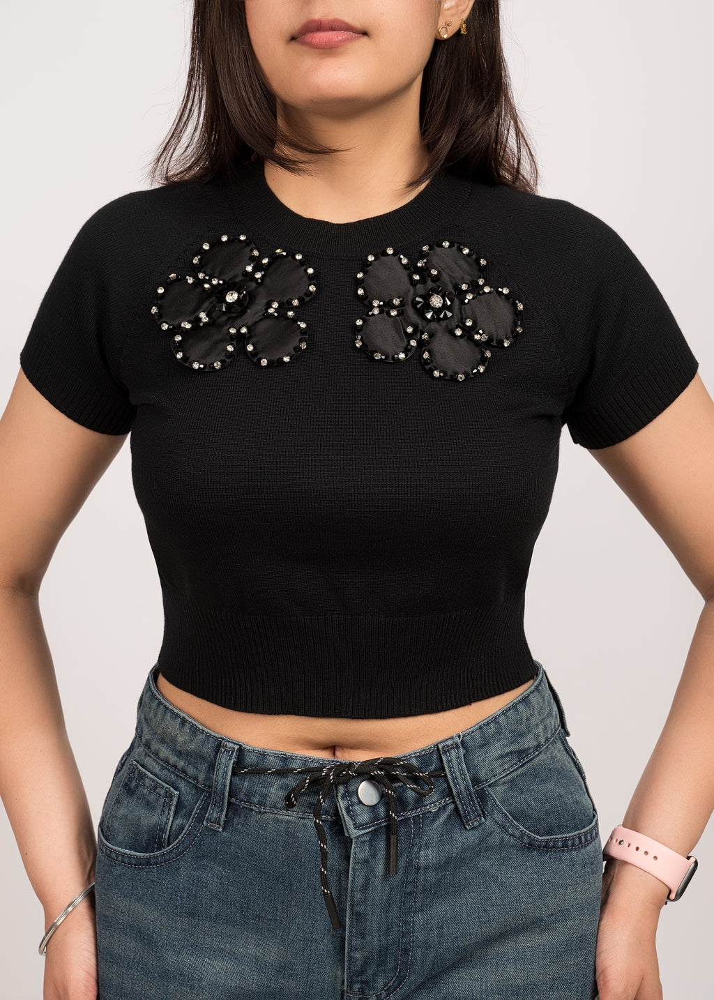 Crystal Blossom Knit Crop