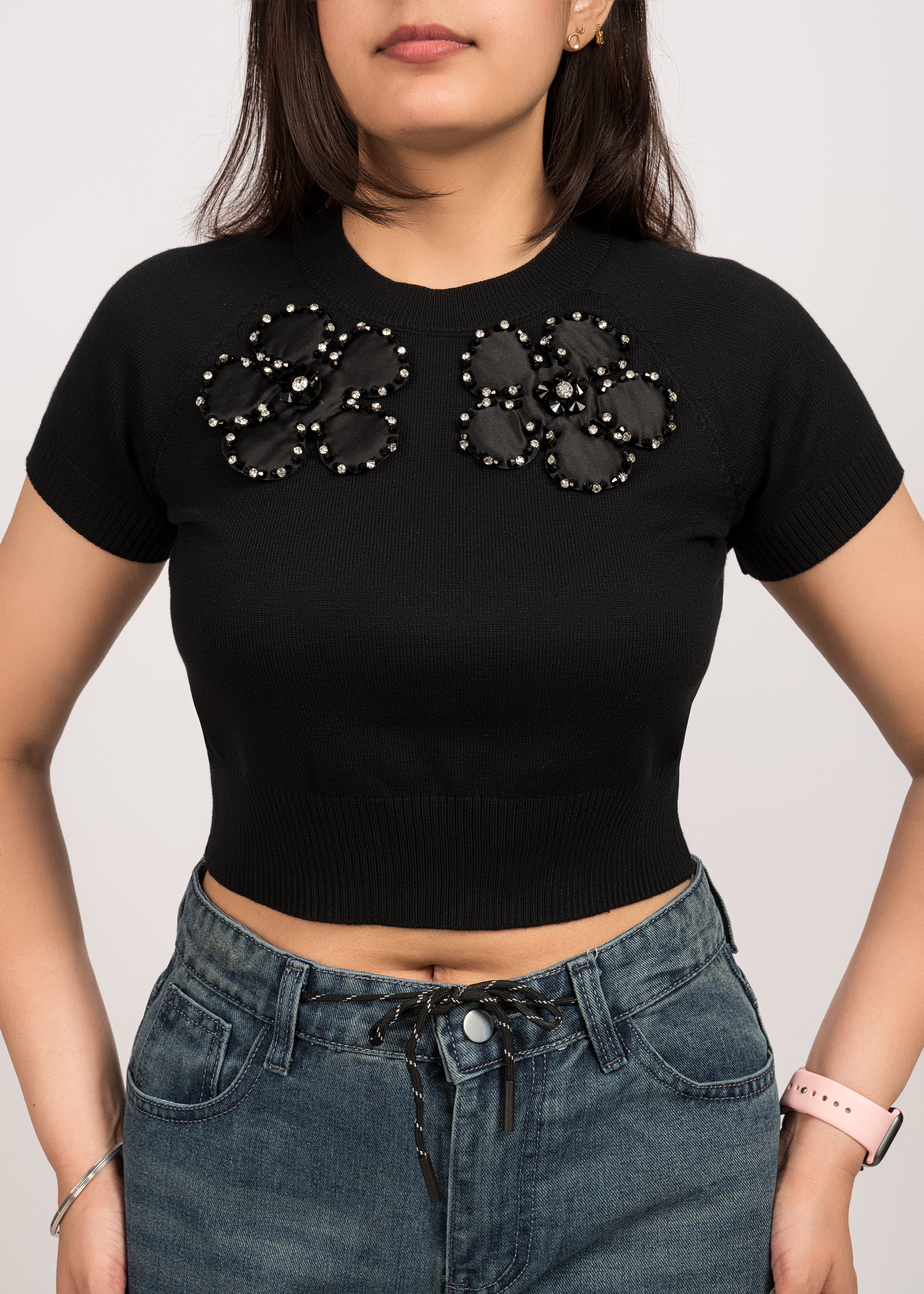 Crystal Blossom Knit Crop